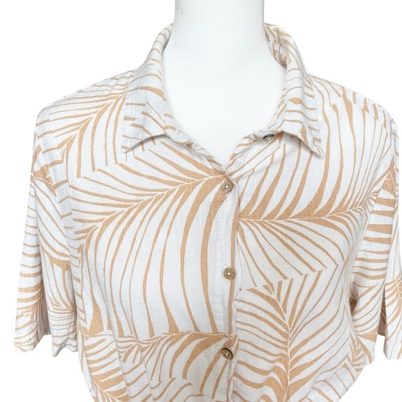 Roxy Women’s Size M Peach Romper Summer Beach Pockets Toast Palm Tree Dreams - Picture 4 of 9